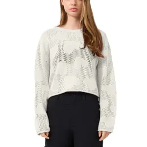 Heart Pattern Open Knit Jumper Women QS Loose Fit image-2