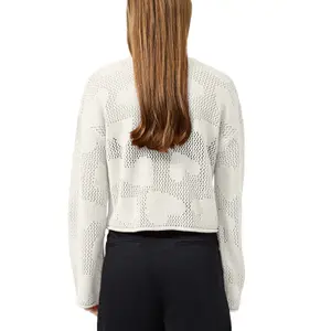 Heart Pattern Open Knit Jumper Women QS Loose Fit image-5