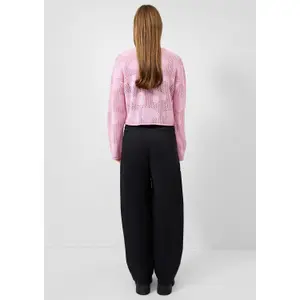 Heart Pattern Open Knit Jumper Women QS Loose Fit image-4