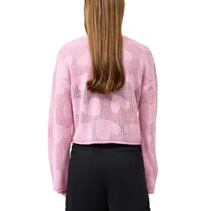 Heart Pattern Open Knit Jumper Women QS Loose Fit image-5