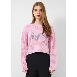 Heart Pattern Open Knit Jumper Women QS Loose Fit image-6