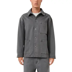 Long Sleeve Overshirt in Pre-Washed Cotton Twill QS image-2