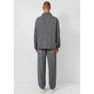 Long Sleeve Overshirt in Pre-Washed Cotton Twill QS image-4
