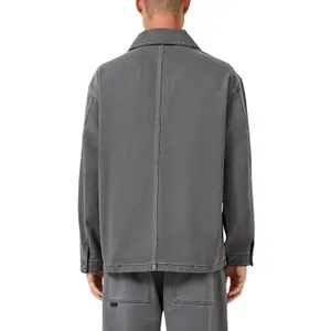 Long Sleeve Overshirt in Pre-Washed Cotton Twill QS image-5
