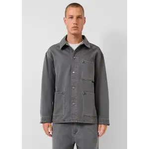 Long Sleeve Overshirt in Pre-Washed Cotton Twill QS image-6