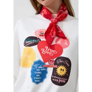 Soft Fleece Sweatshirt with Original Print Women's QS image-3