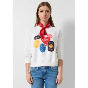 Soft Fleece Sweatshirt with Original Print Women's QS image-6
