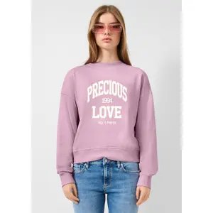 Soft Fleece Sweatshirt with Original Print Women's QS image-6