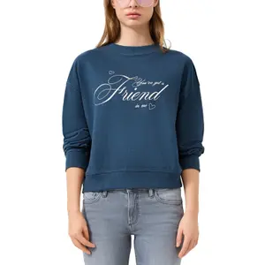 Soft Fleece Sweatshirt with Original Print Women's QS image-2