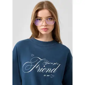 Soft Fleece Sweatshirt with Original Print Women's QS image-3