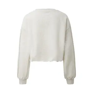 Women's Cropped Sweatshirt with Frayed Hem QS image-1