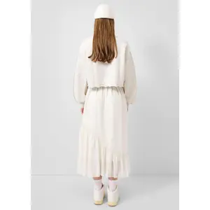 Women's Cropped Sweatshirt with Frayed Hem QS image-4