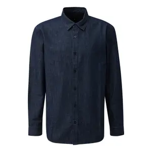 Long Sleeve Denim Shirt with Embroidered Logo QS image-0