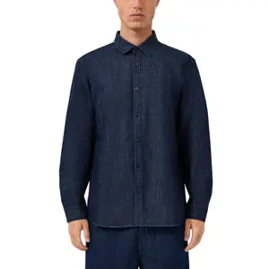 Long Sleeve Denim Shirt with Embroidered Logo QS image-2