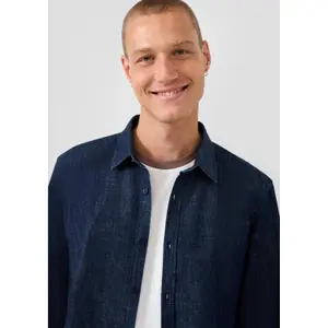Long Sleeve Denim Shirt with Embroidered Logo QS image-3