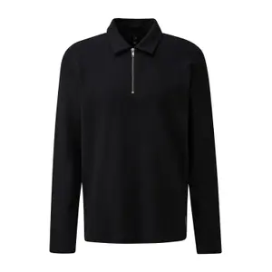 Long Sleeve Relaxed Fit Ribbed Jersey Polo QS image-0