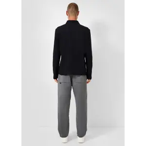 Long Sleeve Relaxed Fit Ribbed Jersey Polo QS image-4