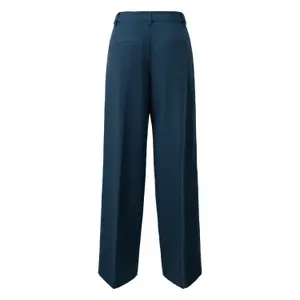 Women's Fluid Twill Wide Pleated Trousers with Elastic Waistband QS image-1