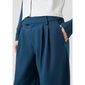 Women's Fluid Twill Wide Pleated Trousers with Elastic Waistband QS image-3