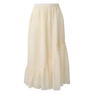 Lightweight Tiered Chiffon Midi Skirt Women QS image-0