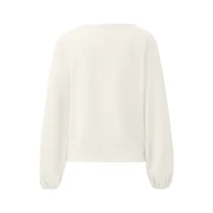 T-shirt maniche lunghe casual in tessuto strutturato donna QS image-1