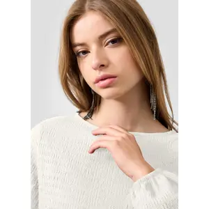 T-shirt maniche lunghe casual in tessuto strutturato donna QS image-3