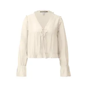 Knotted Blouse with Ruffles Women QS Regular Fit image-0