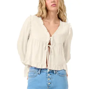 Knotted Blouse with Ruffles Women QS Regular Fit image-2