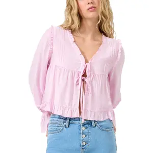 Knotted Blouse with Ruffles Women QS Regular Fit image-2