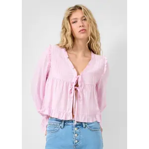 Knotted Blouse with Ruffles Women QS Regular Fit image-6