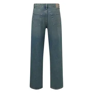 Straight five-pocket mid-rise jeans QS image-1