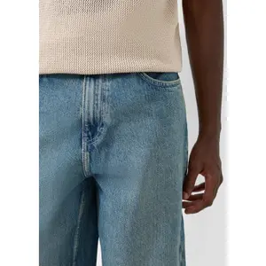 Straight five-pocket mid-rise jeans QS image-3