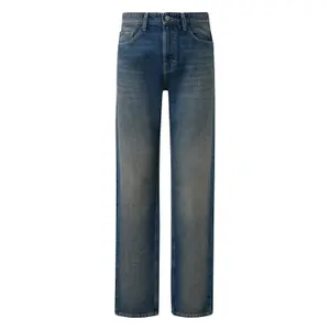 Mid-Rise Washed Straight Jeans QS image-0