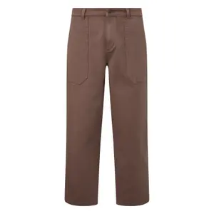 Washed Cotton Twill Straight Trousers QS image-0