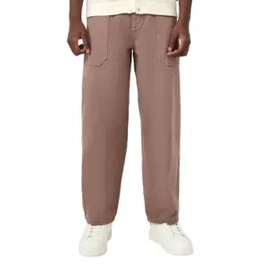 Washed Cotton Twill Straight Trousers QS image-2