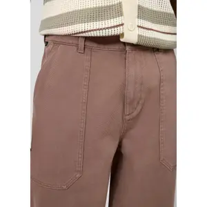 Washed Cotton Twill Straight Trousers QS image-3