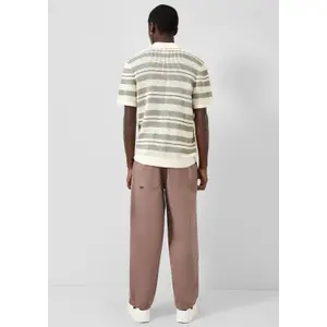 Washed Cotton Twill Straight Trousers QS image-4