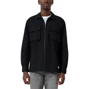 Washed Long Sleeve Overshirt with Zip Closure QS image-2