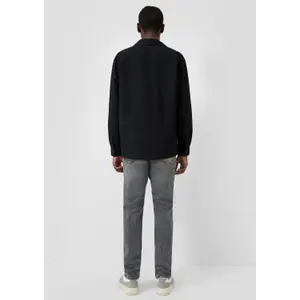 Washed Long Sleeve Overshirt with Zip Closure QS image-4
