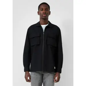 Washed Long Sleeve Overshirt with Zip Closure QS image-6
