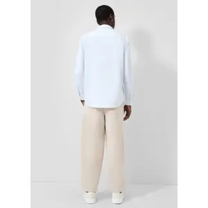 Long Sleeve Shirt with Embroidered Details and Curved Hem QS image-4