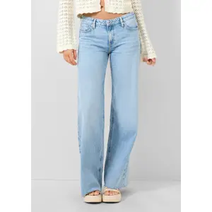 Mid-rise Worn Effect Wide Leg Jeans Women QS Catie image-6
