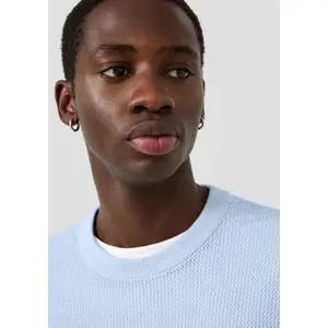 Textured Fine Knit Crew Neck Sweater QS Relaxed Fit image-3
