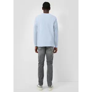 Textured Fine Knit Crew Neck Sweater QS Relaxed Fit image-4