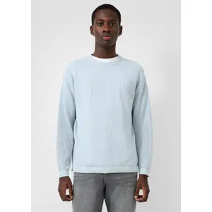 Textured Fine Knit Crew Neck Sweater QS Relaxed Fit image-6