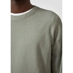 Textured Fine Knit Crew Neck Sweater QS Relaxed Fit image-3