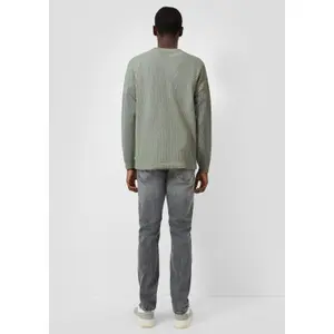 Textured Fine Knit Crew Neck Sweater QS Relaxed Fit image-4