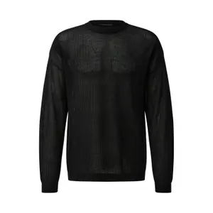 Textured Fine Knit Crew Neck Sweater QS Relaxed Fit image-0
