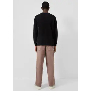 Textured Fine Knit Crew Neck Sweater QS Relaxed Fit image-4