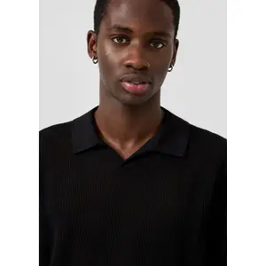 Textured Fine Knit Polo QS image-3
